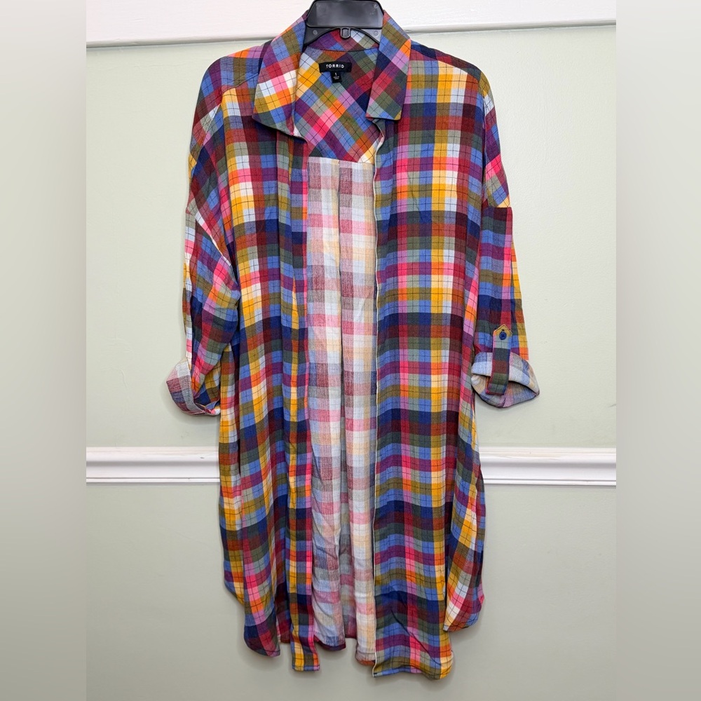 Torrid Colorful Plaid Kimono size 1